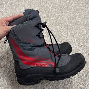 Columbia Gray and Red Waterproof Snow Boots